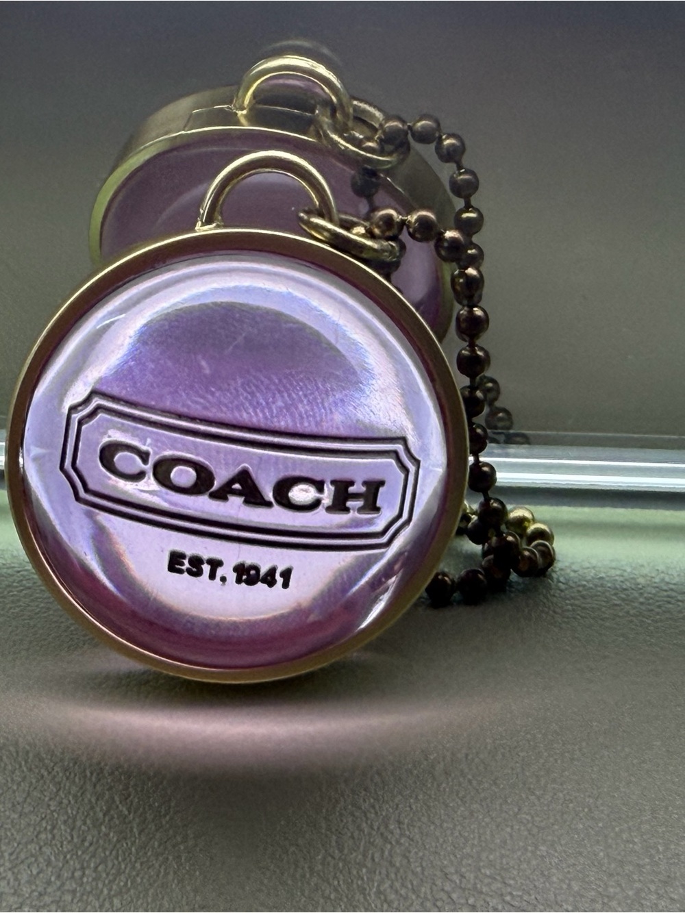 Rare Coach pink/Purple sphere Logo Keychain Charm